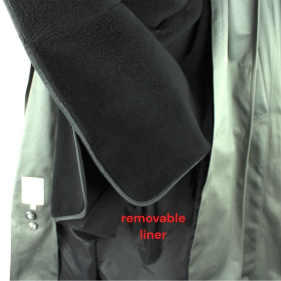 Vintage Towne London Fog Trench Coat Removable Liner Belted 44 Green Pockets - Picture 7 of 15